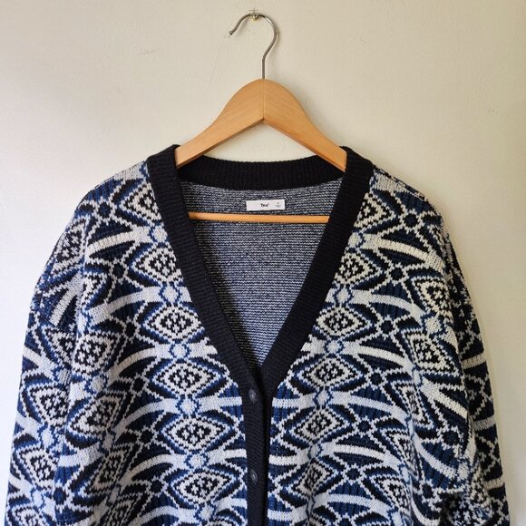Aritzia TNA Jennings Merino Wool Cardigan M Fair Isle Nordic Fisherman Cabincore - Picture 7 of 15